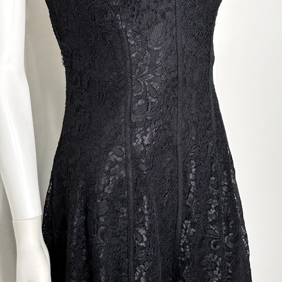 ML Monique Lhuillier Sweetheart Neckline Lace Overlay Cocktail Dress in Black - Picture 6 of 16